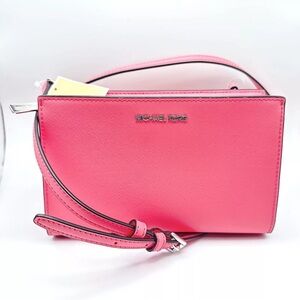 Michael Kors Handbag Crossbody Pink Sheila Tea Rose Faux Leather 35S3S6HC5L NWT